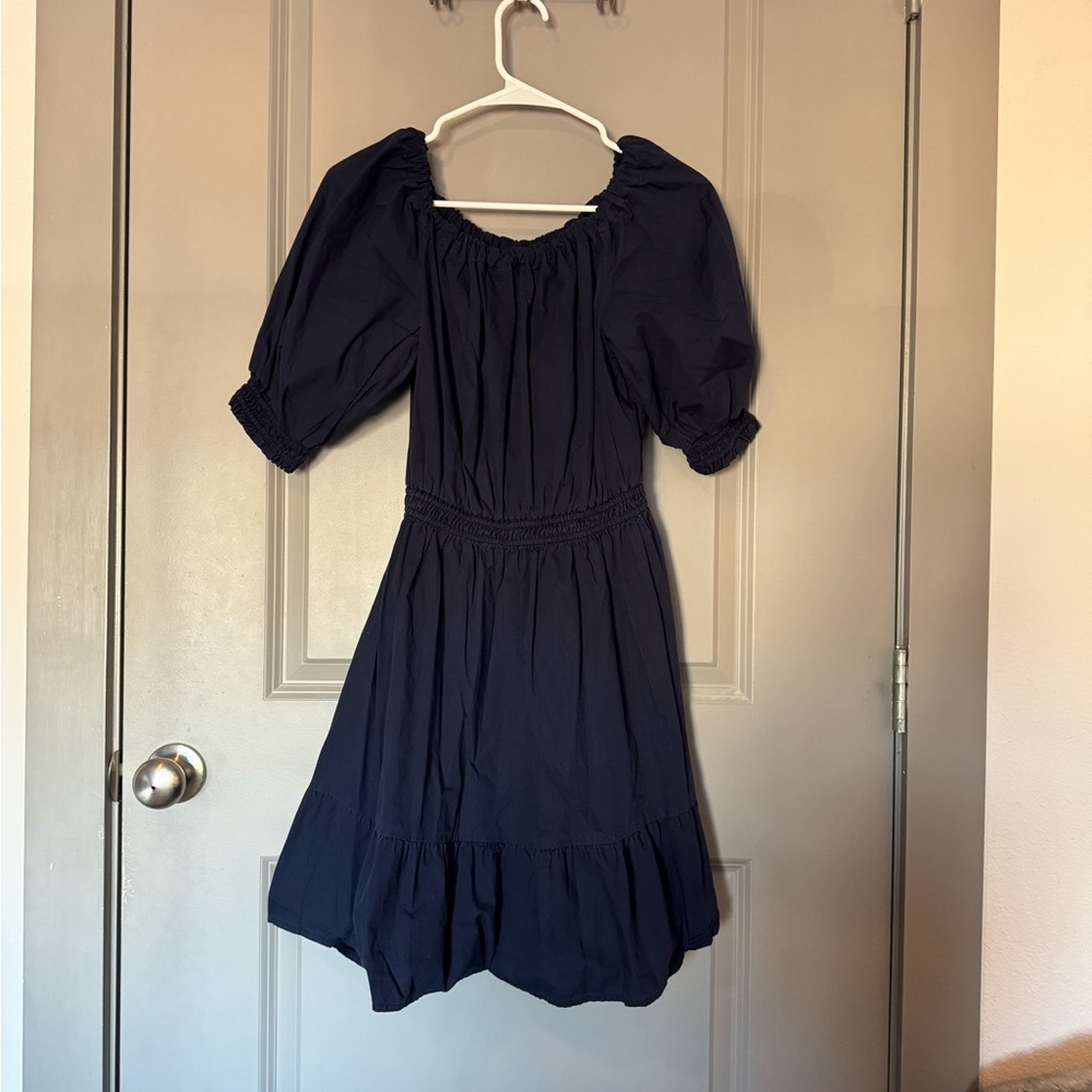 GAP Navy Gathered Sleeve Blouse